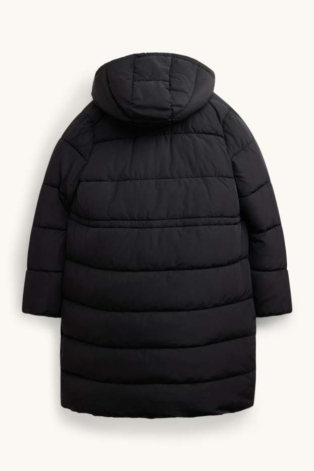 Femmes - Parka de sport de grossesse avec capuche et empiècement porte-bébé - noir