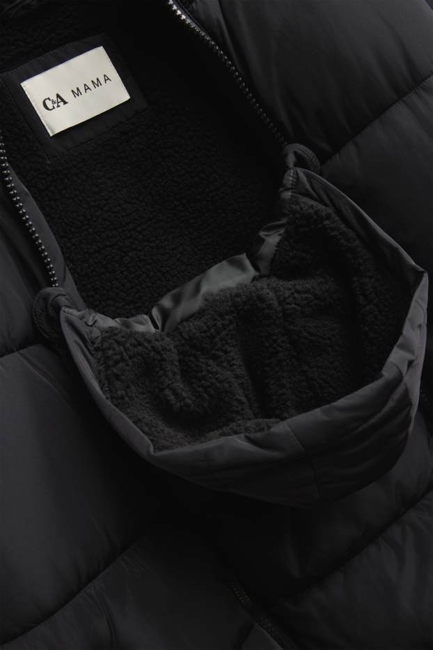 Femmes - Parka de sport de grossesse avec capuche et empiècement porte-bébé - noir