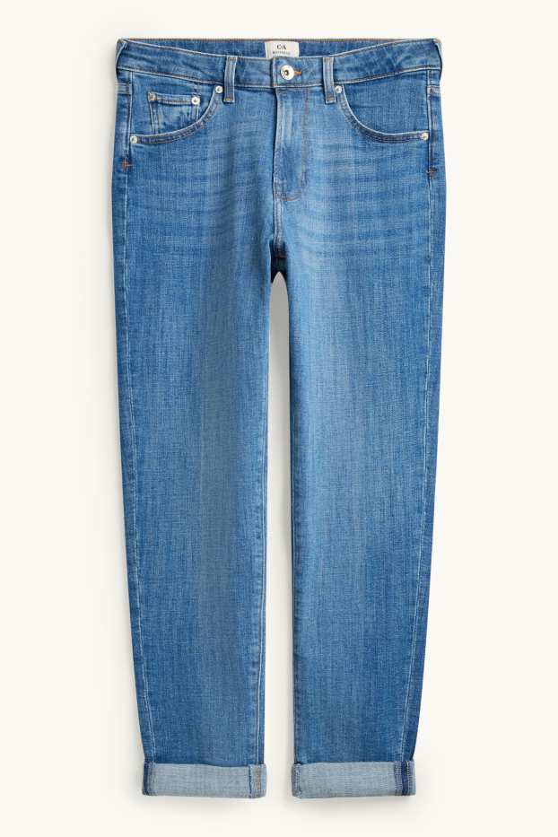 Women - Boyfriend jeans - mid-rise waist - blue denim