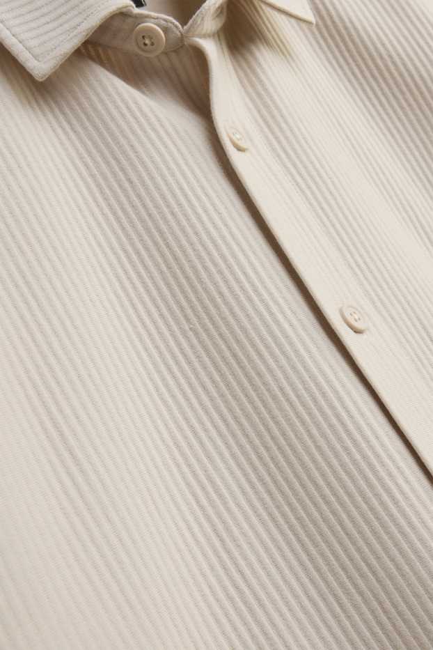 Heren - Overhemd - relaxed fit - Kent - geribd - licht beige
