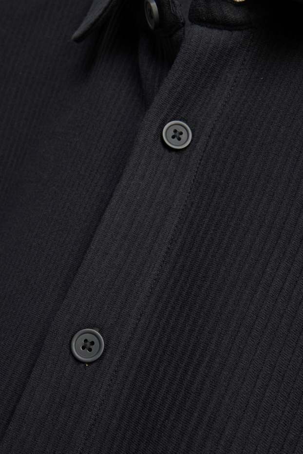 Uomo - Camicia - relaxed fit - collo all'italiana - a coste - nero