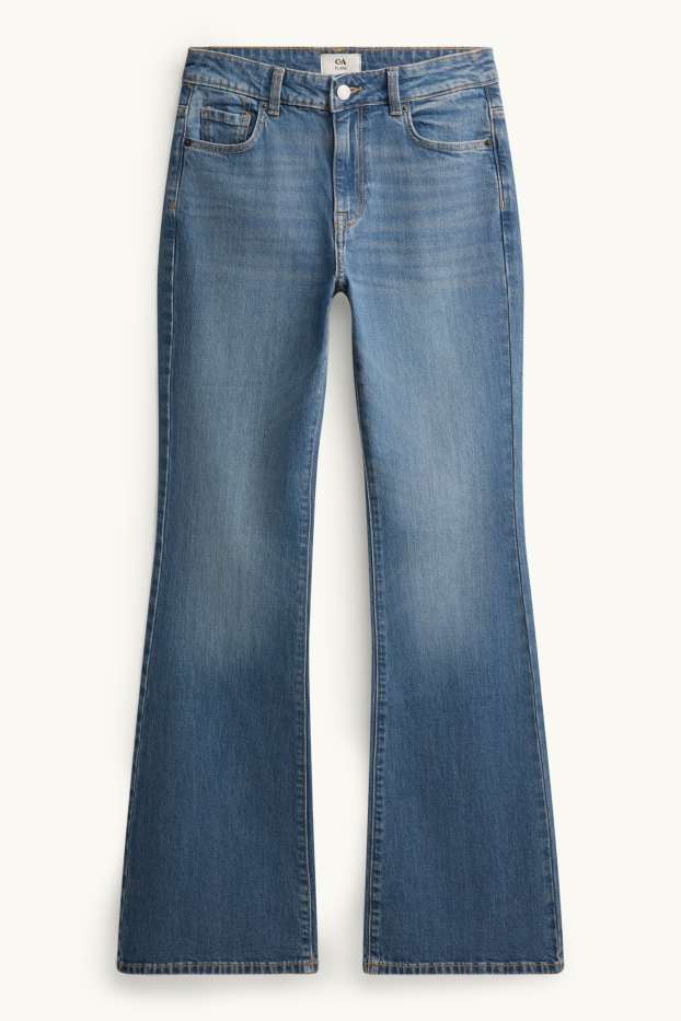 Femei - Flared jeans - talie medie - denim-albastru