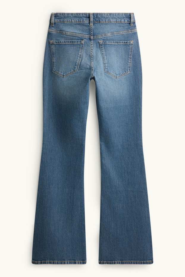 Femei - Flared jeans - talie medie - denim-albastru