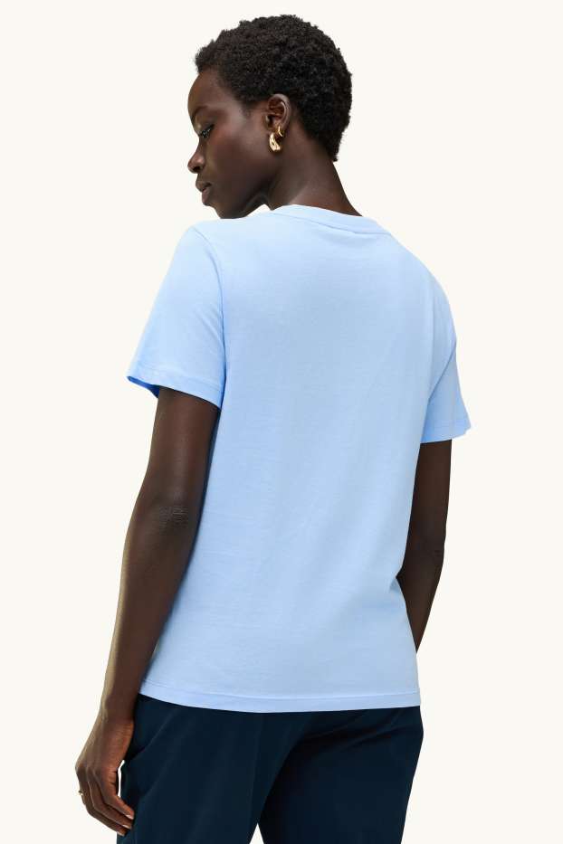 Femei - Tricou - regular fit - aspect lucios - albastru deschis