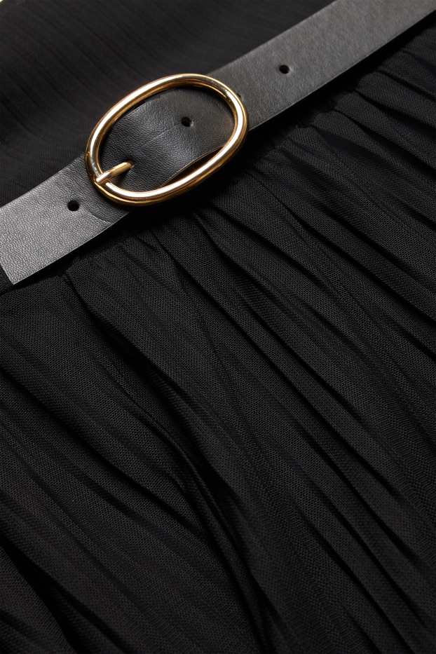 Femmes - Jupe plissée avec ceinture - noir