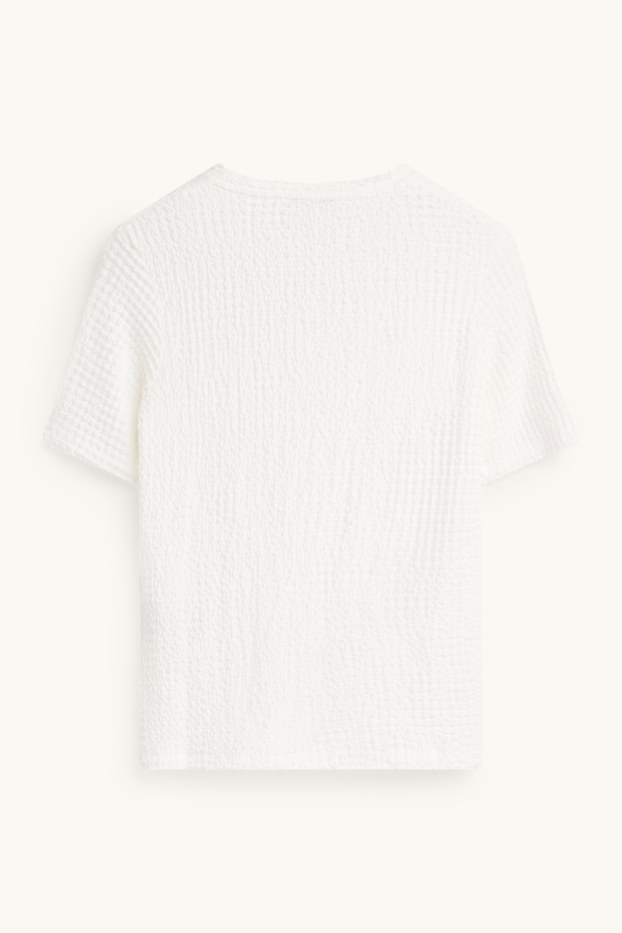 Femmes - T-shirt - regular fit - finition texturée - blanc