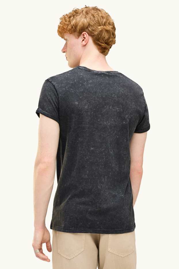 Herren - T-Shirt - Regular Fit - schwarz-melange
