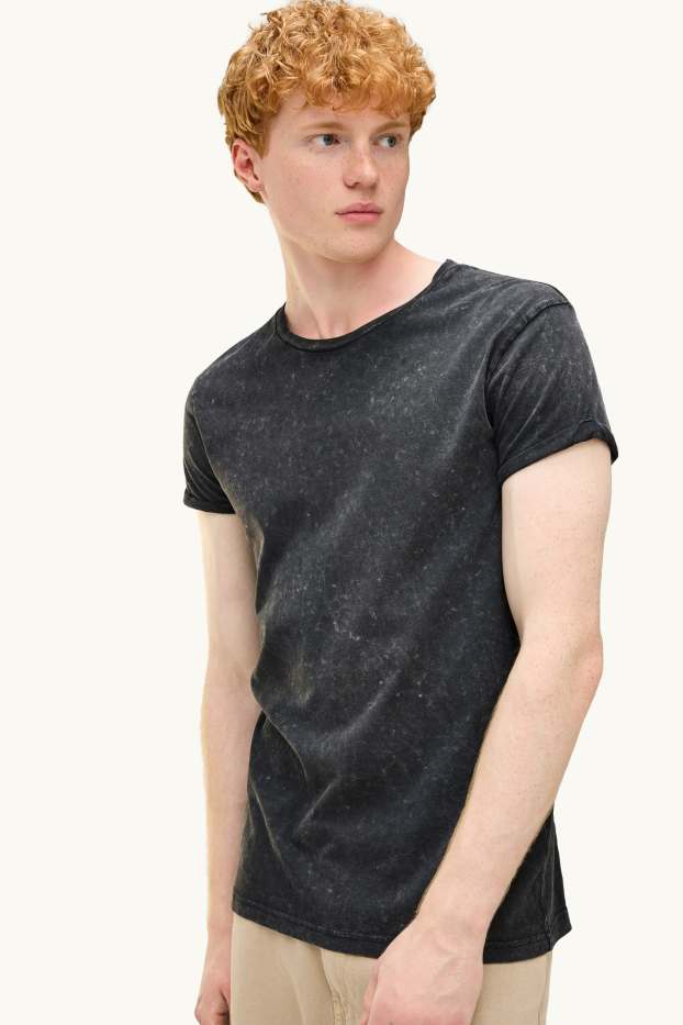 Herren - T-Shirt - Regular Fit - schwarz-melange