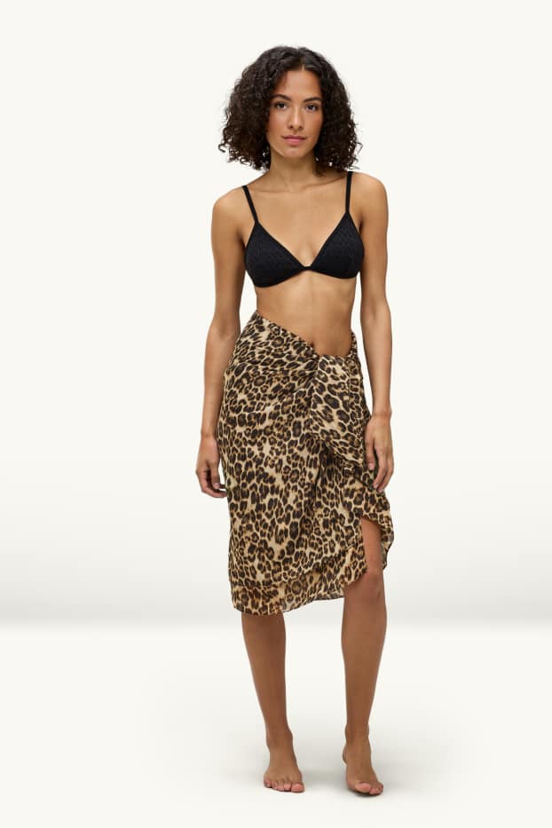 Damen - Pareo - Leo-Print - braun