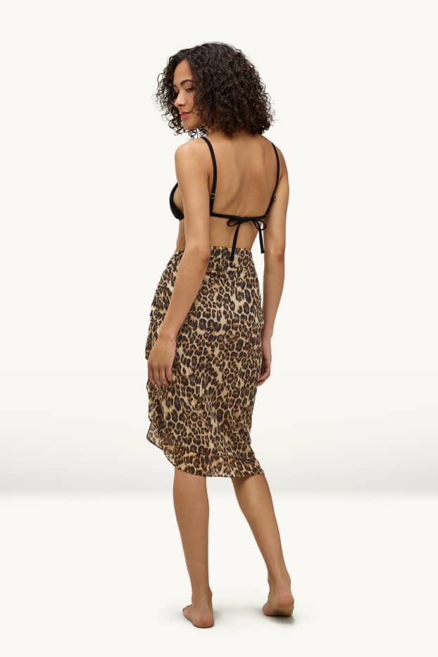 Damen - Pareo - Leo-Print - braun