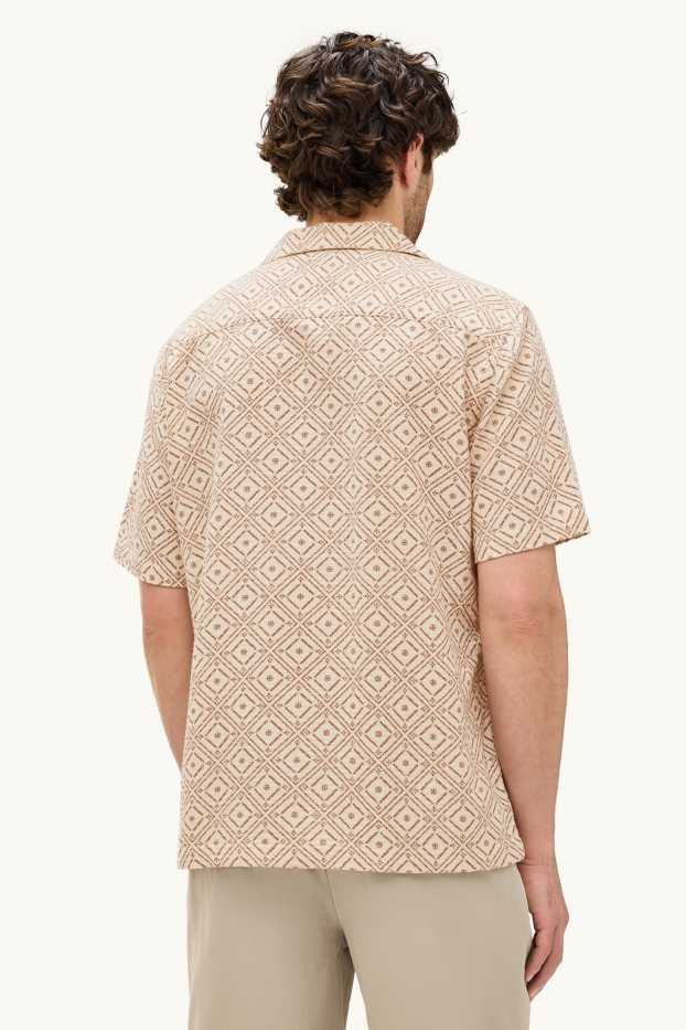 Herren - Hemd - Regular Fit - Reverskragen - gemustert - sandfarben