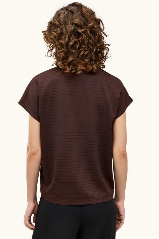 Femei - Tricou - regular fit - cu dungi - maro închis