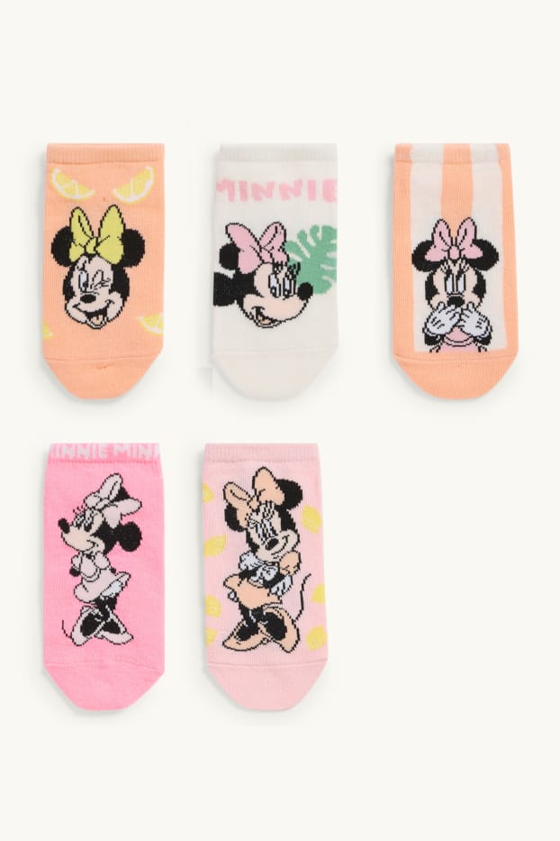Kinder Mädchen - Multipack 5er - Minnie Maus - Socken mit Motiv - rosa / orange