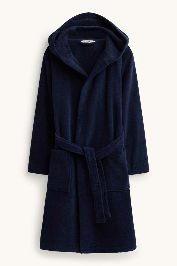 Children Boys - Terry cloth bathrobe with hood - dark blue
