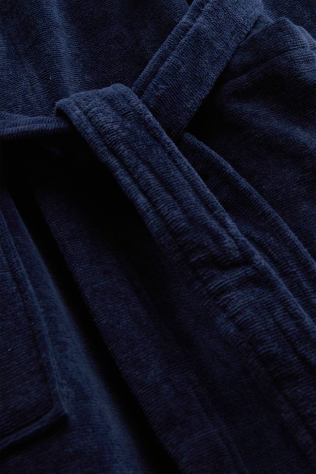 Children Boys - Terry cloth bathrobe with hood - dark blue