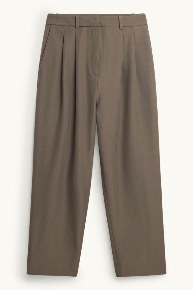 Women - Business trousers - high waist - regular fit - taupe