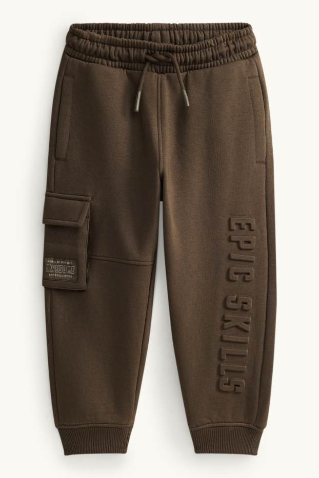 Enfants garçons - Ensemble - sweat à capuche et pantalon de jogging cargo - deux pièces - marron