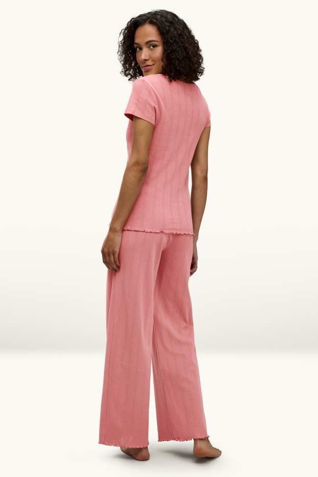 Dames - Pointelle pyjama - koraal