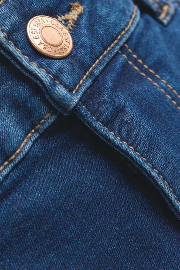 Dames - Korte spijkerbroek - mid waist - jeansblauw