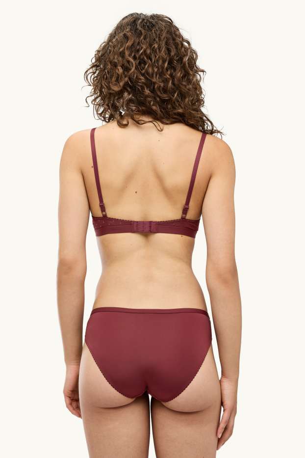 Damen - Slip - gepunktet - bordeaux