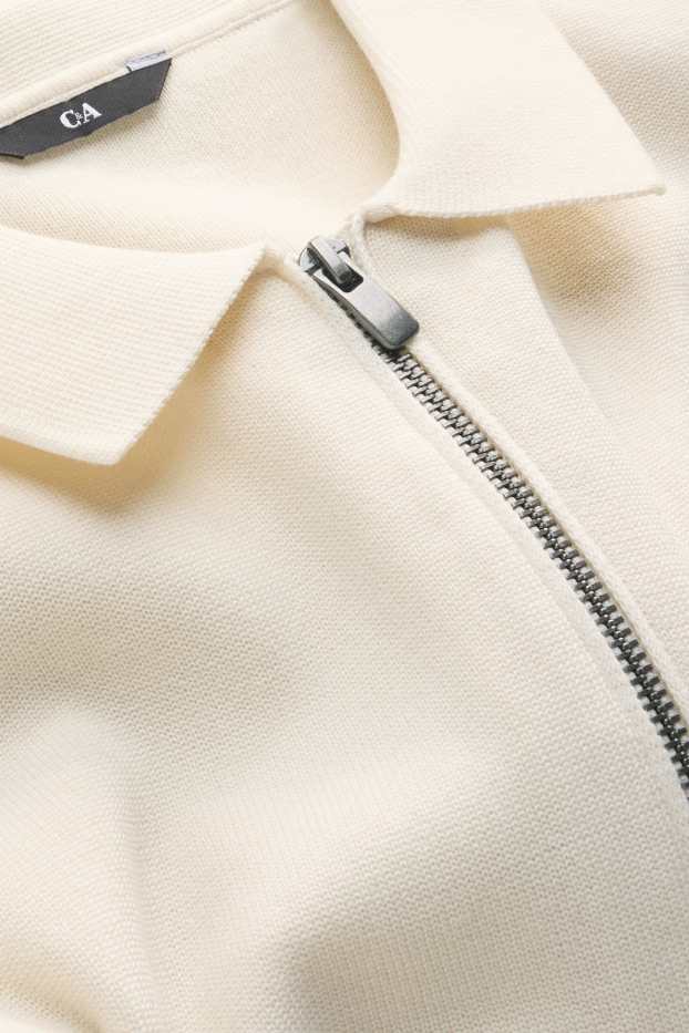 Herren - Strick-Poloshirt - Regular Fit - cremeweiß
