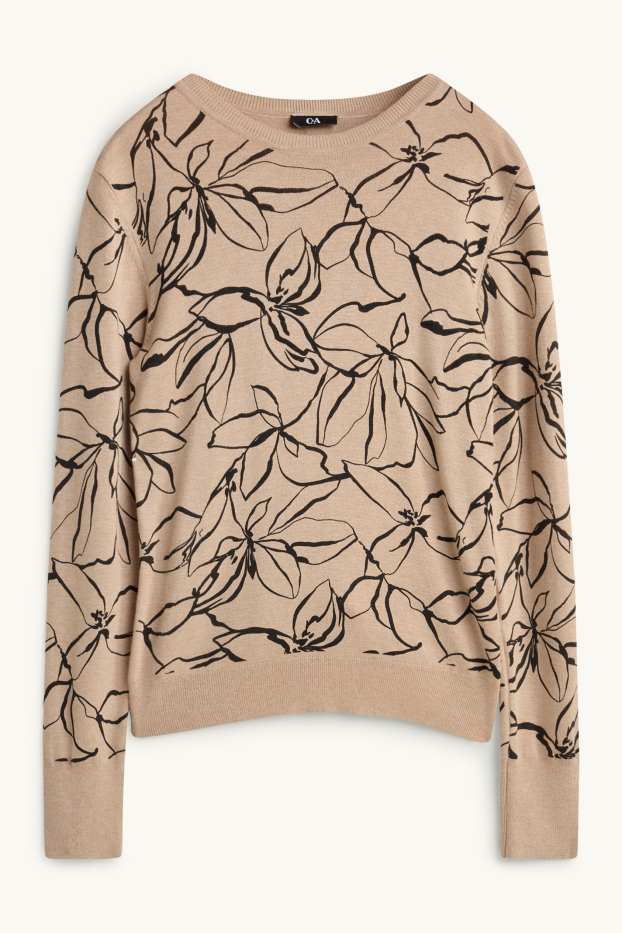 Women - Jumper - patterned - black / beige