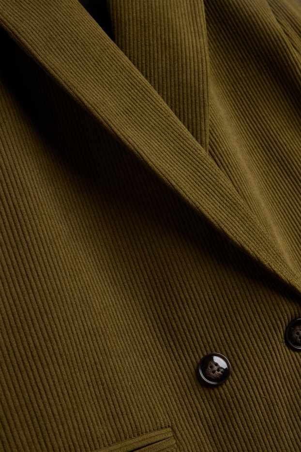 Damen - Cord-Longblazer - Regular Fit - dunkelgrün