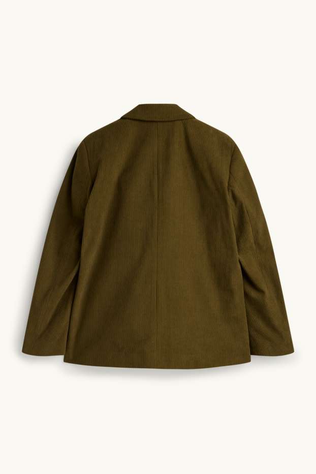 Damen - Cord-Longblazer - Regular Fit - dunkelgrün
