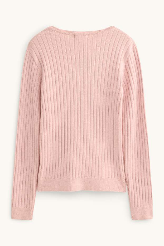 Kinder Mädchen - Pullover - gerippt - rosa