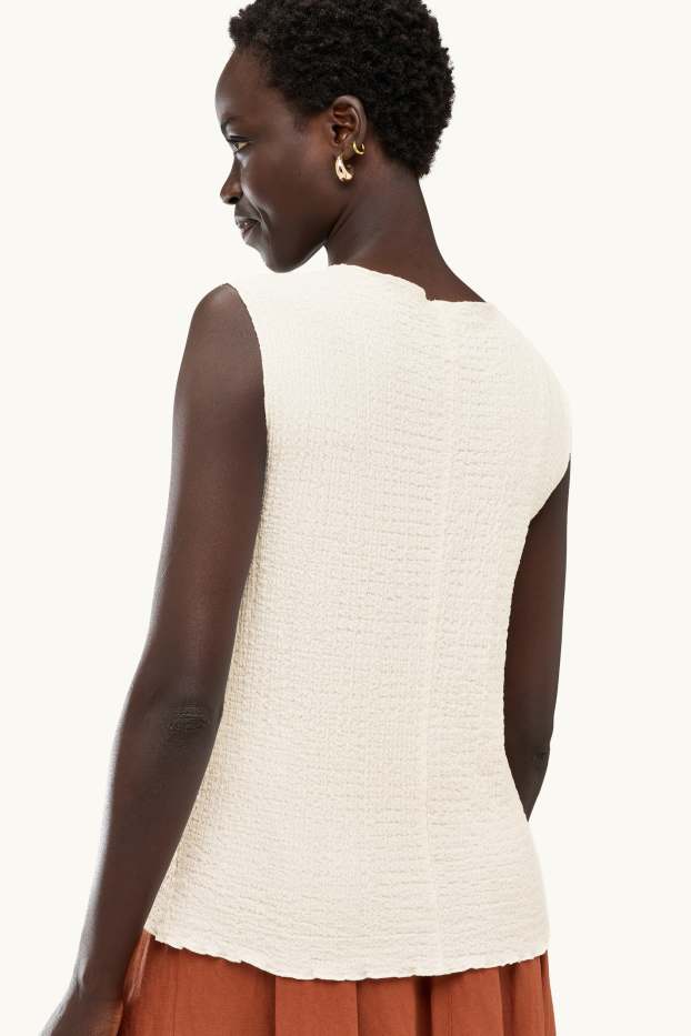 Dames - Blousetop - met structuur - crème wit