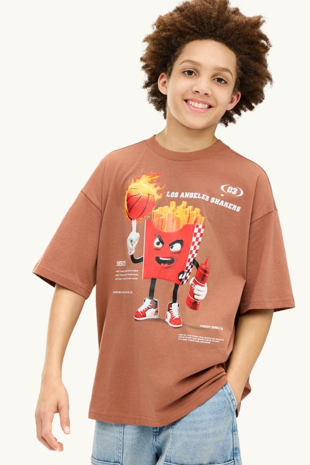 Kinder Buben - Basketball - Kurzarmshirt - braun
