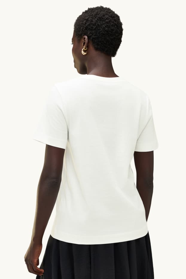 Femmes - T-shirt - regular fit - effet brillant - blanc