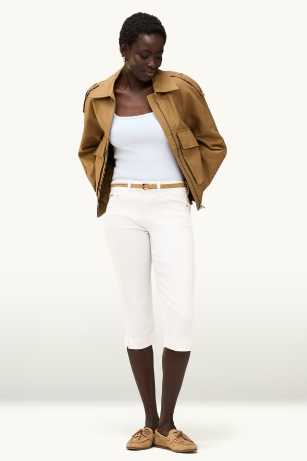 Dames - Capri jeans - mid waist - slim fit - wit
