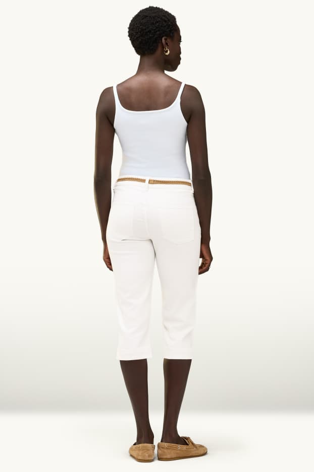 Dames - Capri jeans - mid waist - slim fit - wit