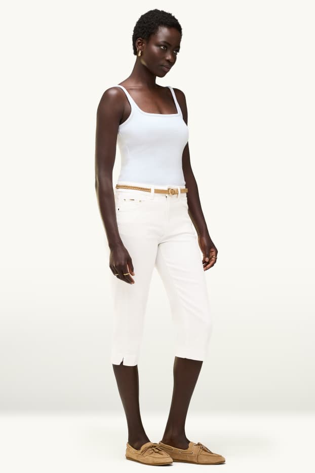 Dames - Capri jeans - mid waist - slim fit - wit