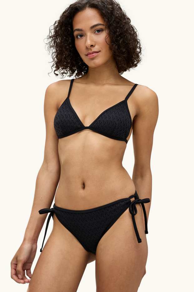 Dames - Bikinibroek - mid waist - LYCRA® XTRA LIFE™ - met structuur - zwart