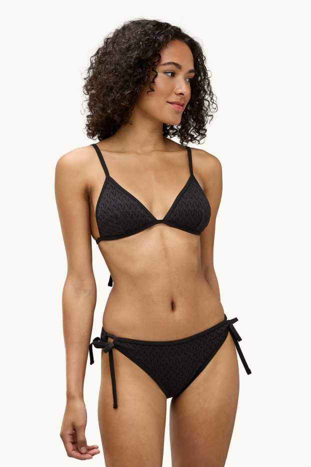 Dames - Bikinibroek - mid waist - LYCRA® XTRA LIFE™ - met structuur - zwart