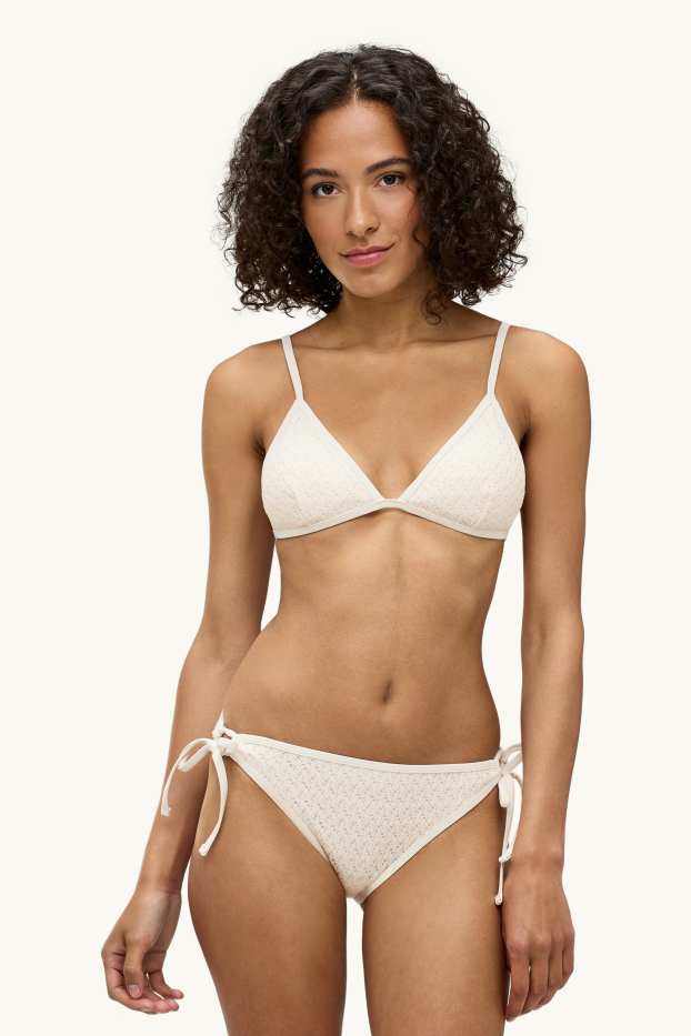 Dames - Bikinibroek - mid waist - LYCRA® XTRA LIFE™ - met structuur - wit