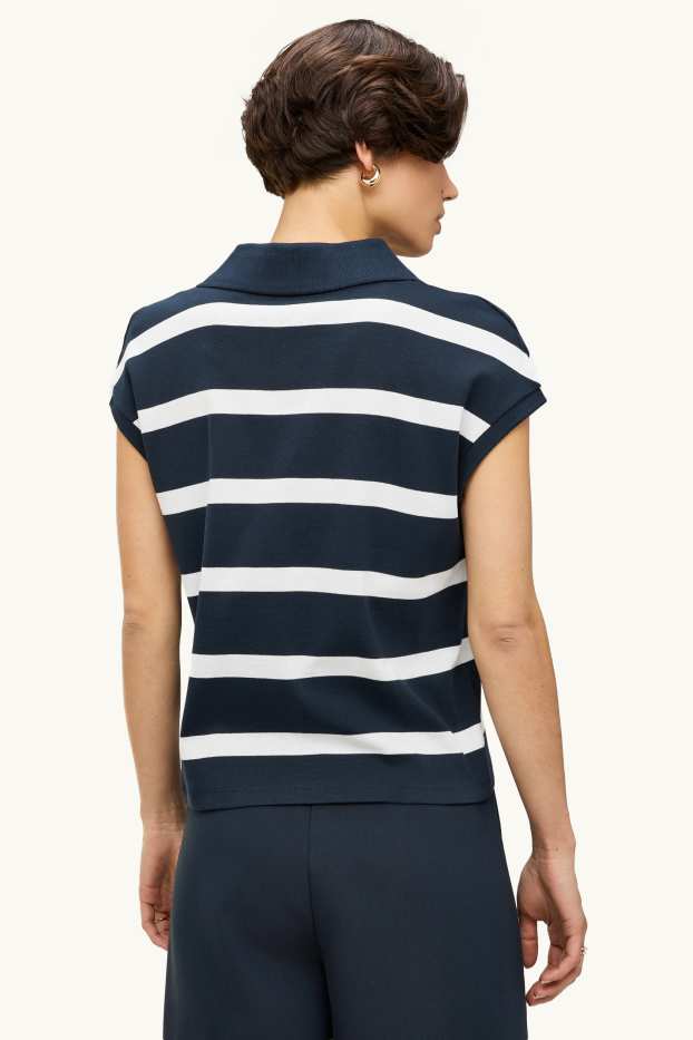 Dames - Poloshirt - regular fit - gestreept - blauw