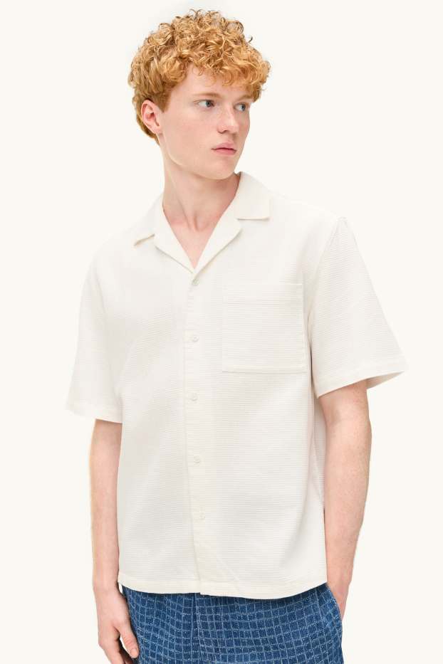 Herren - Hemd - Relaxed Fit - Reverskragen - strukturiert - weiß