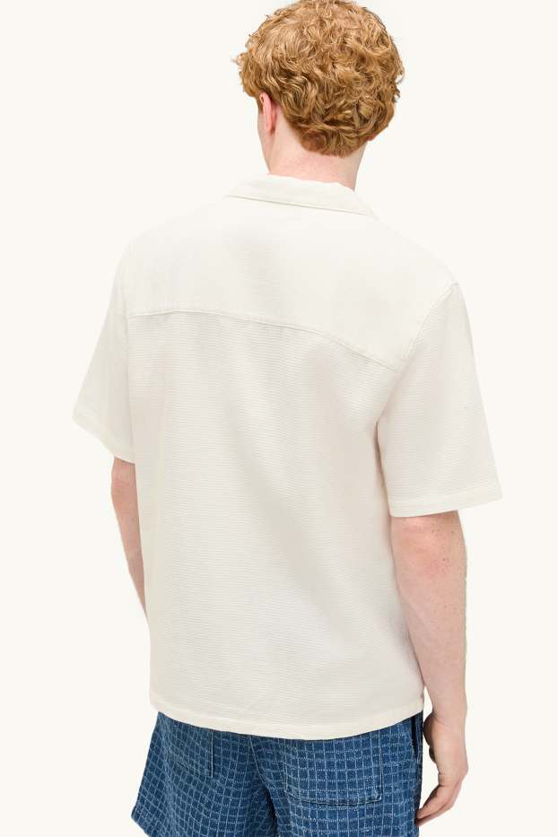 Herren - Hemd - Relaxed Fit - Reverskragen - strukturiert - weiß