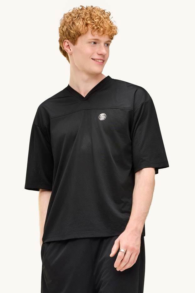 Pánské - Tričko - oversized - černá