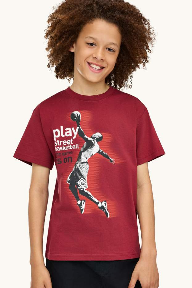 Kinder Buben - Basketball - Kurzarmshirt - rot