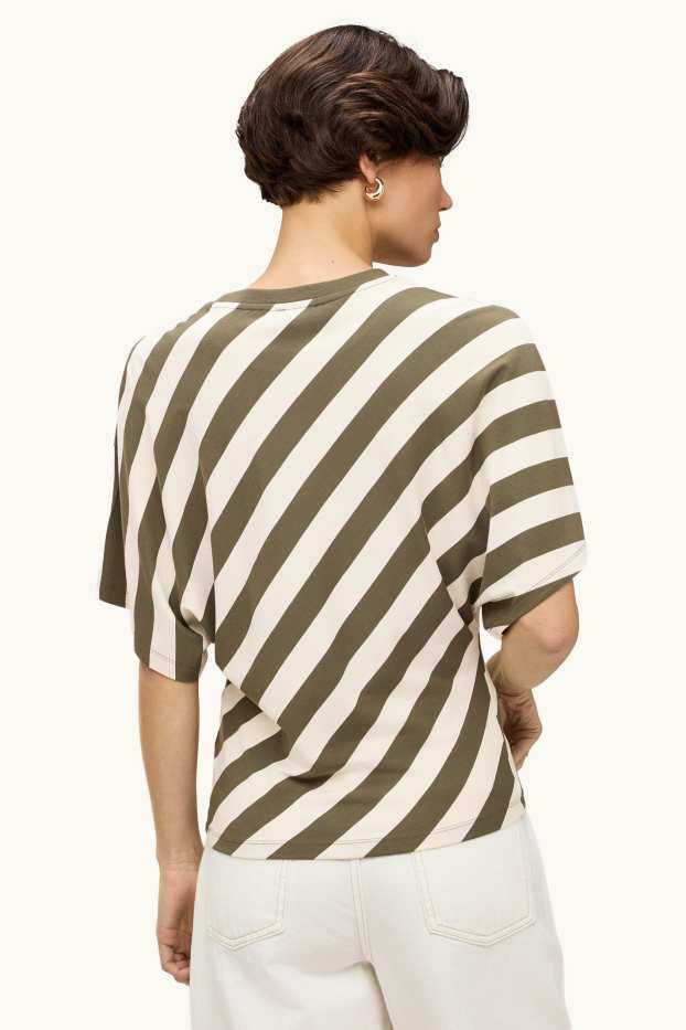 Damen - T-Shirt - Regular Fit - gestreift - grün