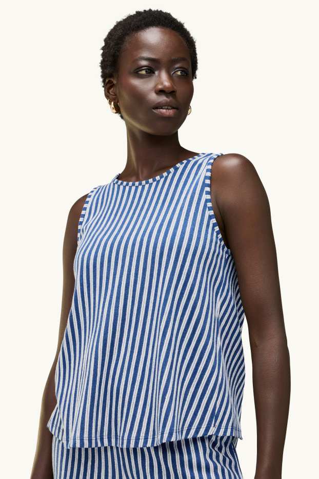 Femmes - Haut - à rayures - bleu / blanc