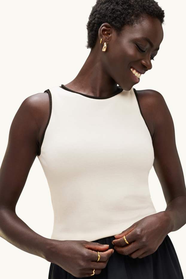Damen - Top - 2-in-1-Look - weiss