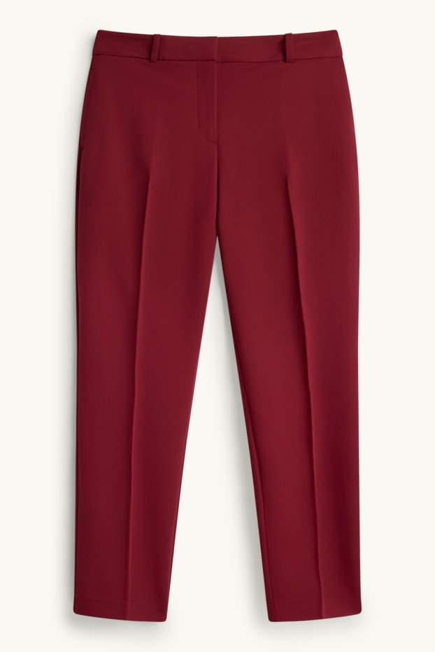 Femei - Pantaloni office - talie medie - cigarette fit - bordo