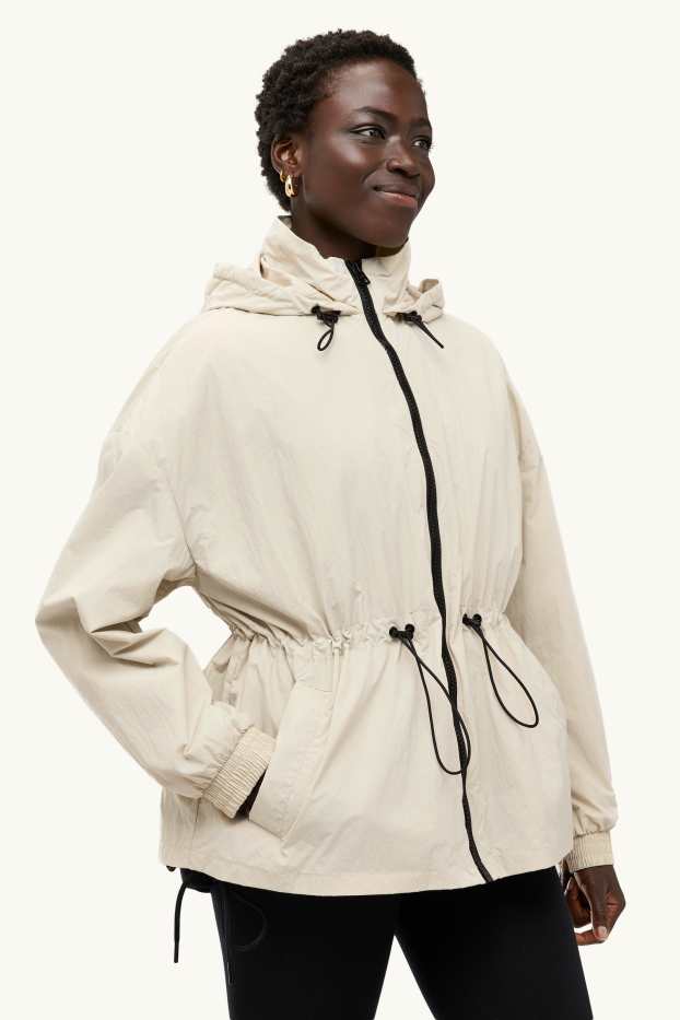Damen - Jacke mit Kapuze - cremeweiss