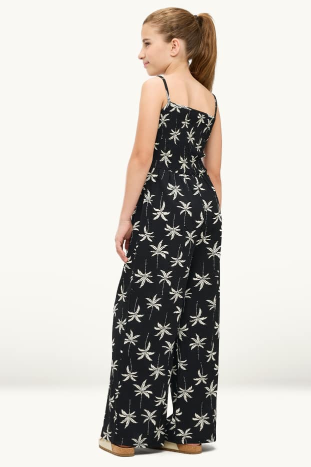 Bambine - Palma - tuta - tessuto tramato - arricciato - bianco / nero