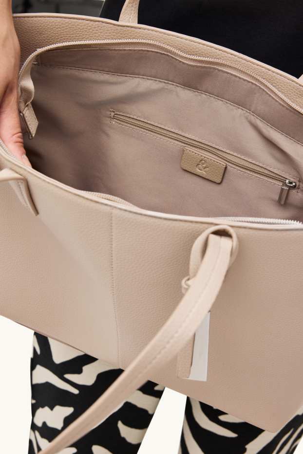 Femmes - Grand cabas - synthétique - beige